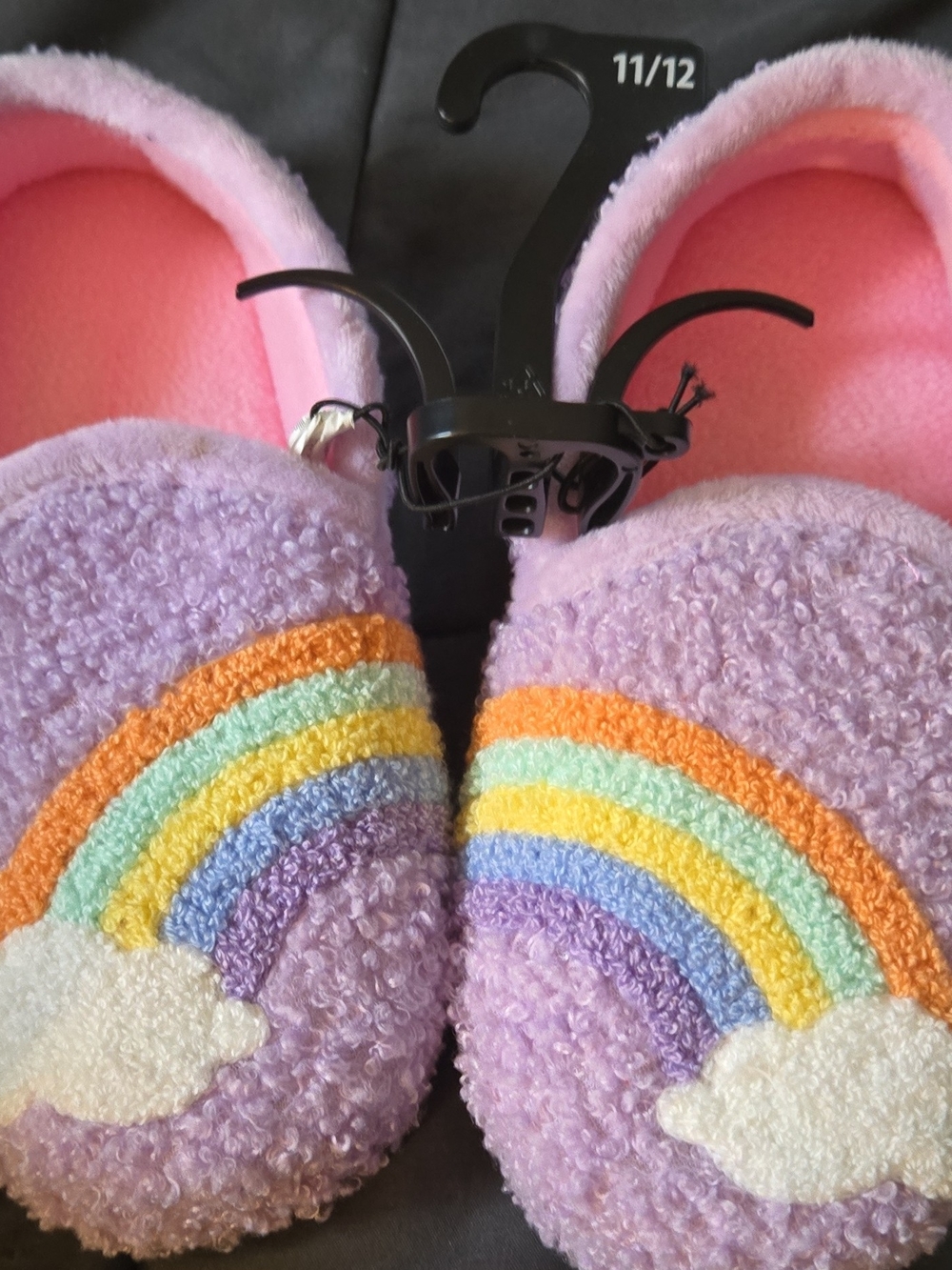 Kids Cozy Purple Rainbow Slippers
